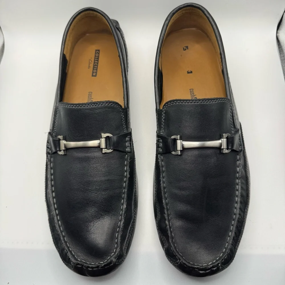Clark’s Men's Black Leather Loafers Slip-On Dress‎ Loafers Black Size 11.5